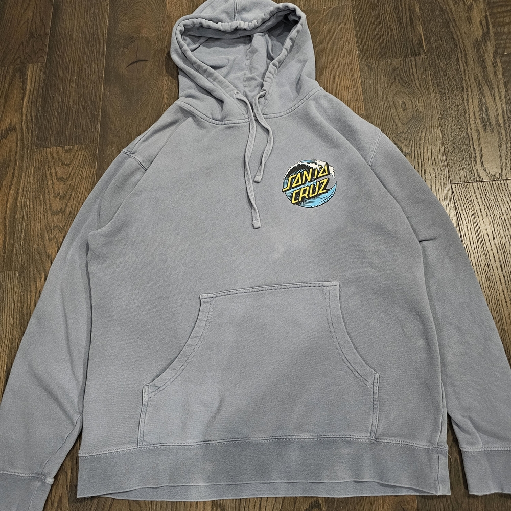 Santa Cruz Skateboards Gray Hoodie with Yellow & Blue Logo
